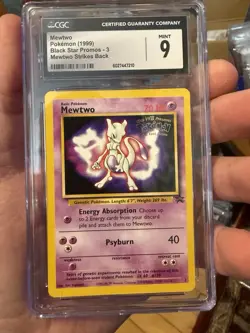 Mewtwo Black Star Promo 3 WB Stamp Pokemon Card 1999 CGC 9 - Image 1