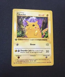 1999 Pokemon RED CHEEKS PIKACHU Base Set 1ST EDITION Shadowless Card 58/102 WOTC - Image 1