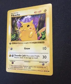 1999 Pokemon RED CHEEKS PIKACHU Base Set 1ST EDITION Shadowless Card 58/102 WOTC - Image 2