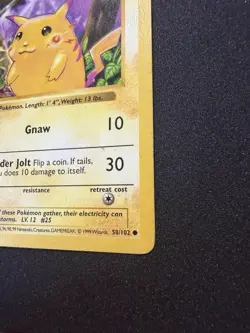 1999 Pokemon RED CHEEKS PIKACHU Base Set 1ST EDITION Shadowless Card 58/102 WOTC - Image 5