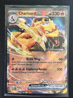 Pokemon TCG Charizard EX Scarlet & Violet Holo Double Rare Card 006/165 LP - Image 1