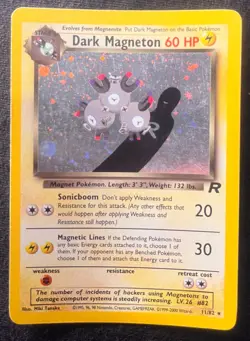 Pokemon TCG Team Rocket Dark Magneton HOLO Card No. 11/82 LP - Image 1