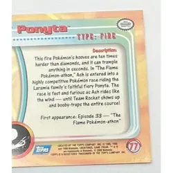 Ponyta Pokemon Card Topps #77 TV Animation Edition Series Blue Logo - Image 4
