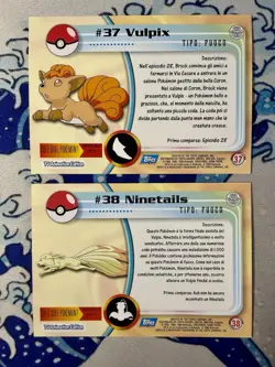 Vintage 1999 Pokemon Card Vulpix #37 Ninetails #38 TOPPS Series 1 Blue Label NM✨ - Image 2