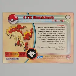 Rapidash #78 Topps Trading Cards Series 2 Blue Logo Pokemon - Non Holo - Image 2