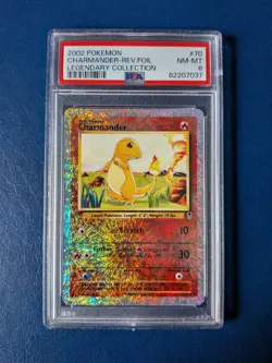 Pokemon TCG Charmander Reverse Holo 70/110 Legendary Collection PSA 8 WOTC Card - Image 1