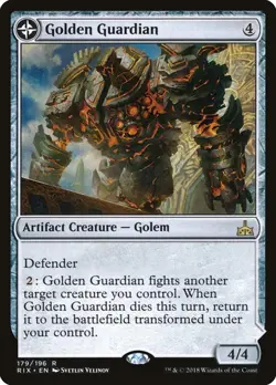 Golden Guardian // Gold-Forge Garrison RIVALS IXALAN ARTIFACT GOLDEM / LAND RARE - Image 1