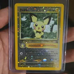 WOTC Pokemon Pichu TCG Reverse Holo Card 35/53 WOTC Promo with 3xs Swirl NM- LP+ - Image 1