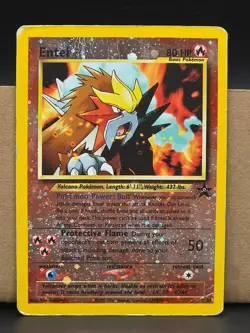 RARE 2001 Reverse HOLO Pokemon Card -Entei #34 Black Star Promo - Image 1