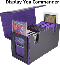 AFIING MTG Commander Card Storage Box - Fits 200 Double Sleeved Cards,3-In-1Card - Image 2