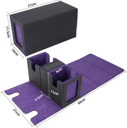 AFIING MTG Commander Card Storage Box - Fits 200 Double Sleeved Cards,3-In-1Card - Image 4