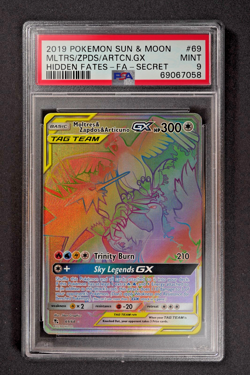 2019 Pokemon Moltres, Zapdos, & Articuno GX 69/68 Hidden Fates PSA 9 MINT - Image 1