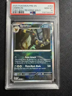 PSA 10 UMBREON #059 POKE BALL REVERSE HOLO - 2025 POKEMON PRE EN PRISMATIC EVOL - Image 1