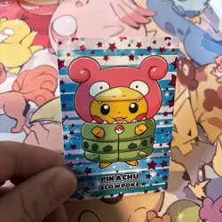 Pikachu Slowpoke Poncho Cracked Pink Stars Holo Pokemon Database Christmas - Image 2