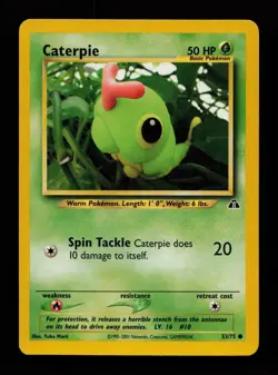 Caterpie 53/75 Yuka Morii Common Neo Discovery Pokemon Cards - Image 1