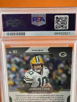Jordan Love Packers RC 2020 Panini Silver Prizm #363 Rookie PSA 10 GEM MINT - Image 5