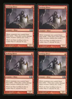 4x MTG M14 Core Set 2014 STRIKING SLIVER Creature Sliver NM Playset - Image 1
