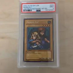 Konami Yu-Gi-Oh! Gemini Elf Labyrinth of Nightmare LON-000 1st Foil PSA 9 - Image 1