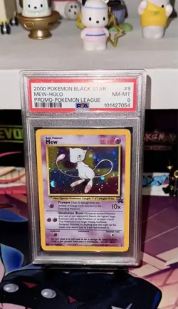 2000 Pokemon Mew Black Star Promo #9 Holo PSA 8 Pokemon League - Image 1