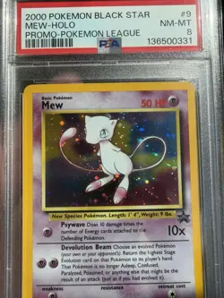 2000 POKEMON BLACK STAR PROMOS POKEMON LEAGUE PROMO #9 MEW HOLO PSA 8 - Image 4