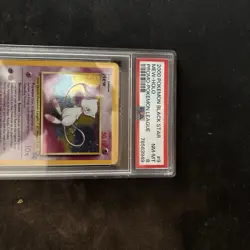 2000 MEW #9 Pokemon Black Star Promo Pokemon League Holo PSA 8 - Image 2