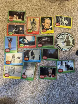 Vintage Star Wars Trading Cards Green, Yellow,Red,Orange And More Over 15 Cards - Image 1