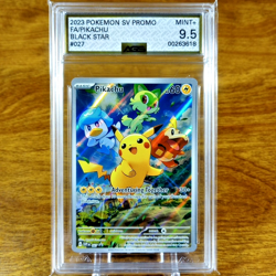 Pokemon Scarlet & Violet Black Star Promo Pikachu 027 AGS Mint+ 9.5 FA Holo 2023 - Image 1