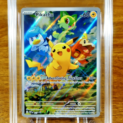 Pokemon Scarlet & Violet Black Star Promo Pikachu 027 AGS Mint+ 9.5 FA Holo 2023 - Image 2
