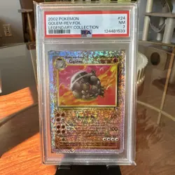 2002 POKEMON LEGENDARY COLLECTION #24 GOLEM-REVERSE FOIL PSA 7 - Image 1