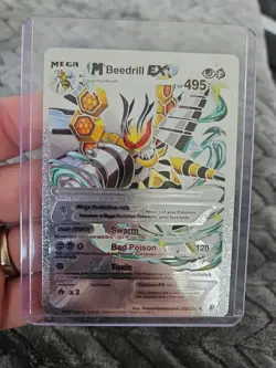 Beedrill EX Silver Foil Fan Art Vinyl Collector Pokemon Card - Image 1