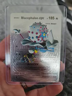 Pokemon Silver Foil Fan Art Vinyl Blacephalon GX Textured Collector Card - Image 1