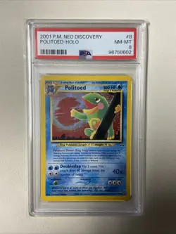 Pokemon Card Politoed 8/75 Neo Discovery Holo Rare WOTC PSA8 - Image 1