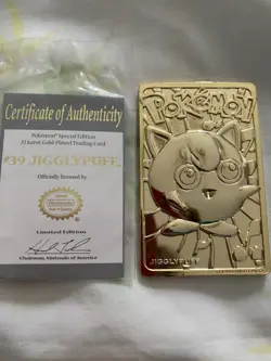 Pokemon 23K GOLD Plated Card Set with Certificate of Authenticity 1999 BK - Image 2