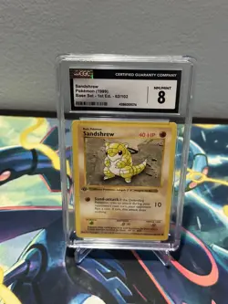 CGC 8 NM/MINT Sandshrew 1st edition Base Shadowless Pokemon card 1999 WOTC - Image 2