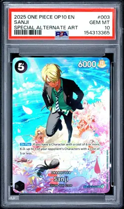 2025 ONE PIECE OP10-ROYAL BLOOD SPECIAL ALTERNATE ART #003 SANJI PSA 10 - Image 1