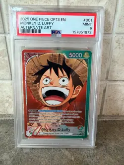 2025 One Piece Monkey D. Luffy Leader Alt Art #OP13-001 PSA 9 MINT ENGLISH - Image 1
