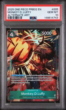 2025 One Piece Prb02-005 Premium Booster Card Best Vol 2 Luffy Alt #005 PSA 10 - Image 1