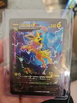 Jolteon Vmax Black Foil Fan Art Vinyl Textured Collector Pokemon Display Card - Image 1