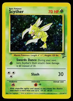 Pokemon Card - Scyther Base Set 2 17/130 Holo Rare - Image 1