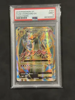 2016 Pokemon XY Evolutions Mega M Charizard EX Full Art 101/108 PSA 9 MINT - Image 1