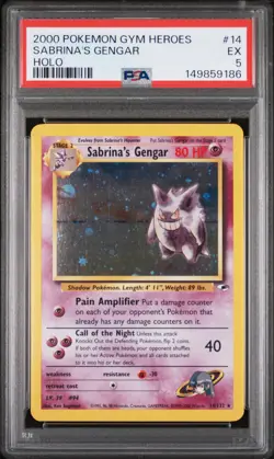 2000 Pokemon Gym Heroes 14 Sabrina's Gengar Holo PSA 5 149859186 - Image 1