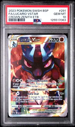 2023 POKEMON SWSH BLACK STAR PROMO #291 FULL ART/LUCARIO VSTAR PSA 10 - Image 1