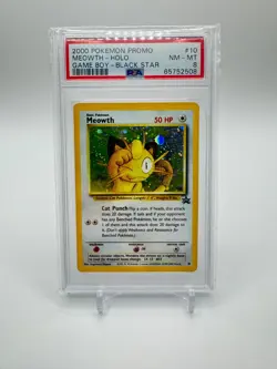 PSA 8 2000 POKEMON MEOWTH GAME BOY BLACK STAR HOLO PROMO #10 - Image 1