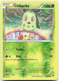 Chikorita 1/122 Common BREAKpoint Pokemon Reverse Holo Moderately Played - Image 1