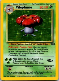 Vileplume 15/64 Holo Rare Jungle Pokemon Unlimited Holo Moderately Played - Image 1