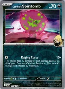Cynthia's Spiritomb 129 Destined Rivals Uncommon Pokemon Reverse Holo Near Mint - Image 1