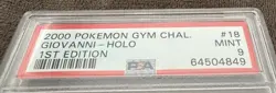 2000 Pokemon Gym Challenge 18 Giovanni's Holo 1st Edition PSA 9 - Image 3