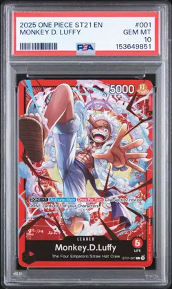 One Piece - ST21-EX Gear 5 Monkey.D.Luffy Red Leader ST21-001 PSA 10 - Image 1