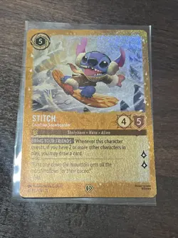 Disney Stitch-Carefree Snowboarder 42/P3 Lorcana Promo Foil Near Mint - Image 1