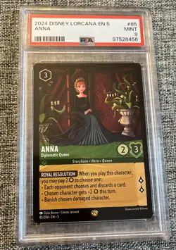 2024 DISNEY LORCANA SHIMMERING SKIES #85 ANNA DIPLOMATIC QUEEN PSA 9 MINT - Image 1